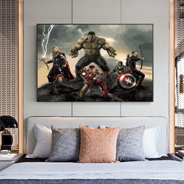Obraz plakatowy Disney Marvel Superhero - Iron Man, Hulk, Kapitan Ameryka - dekoracja wnętrz dla dzieci - Wianko - 4