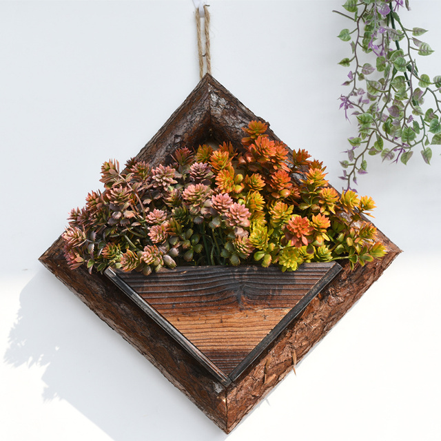 Ścienny wiszący kwiat garnki - drewniany pojemnik ozdobny - wiszące kosze do montażu - donica ogrodowa MJ907 - Wianko - 5