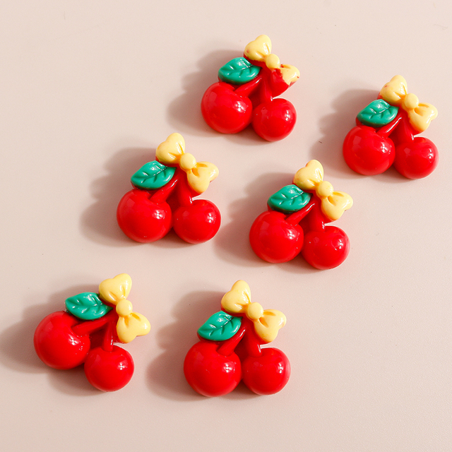 Mix 10 sztuk ślicznych miniaturowych owocowych perełek - wiśnia, ananas, płaskie kaboszony z żywicy - akcesoria do scrapbookingu i biżuterii DIY - Wianko - 28