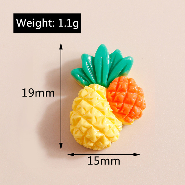 Mix 10 sztuk ślicznych miniaturowych owocowych perełek - wiśnia, ananas, płaskie kaboszony z żywicy - akcesoria do scrapbookingu i biżuterii DIY - Wianko - 29