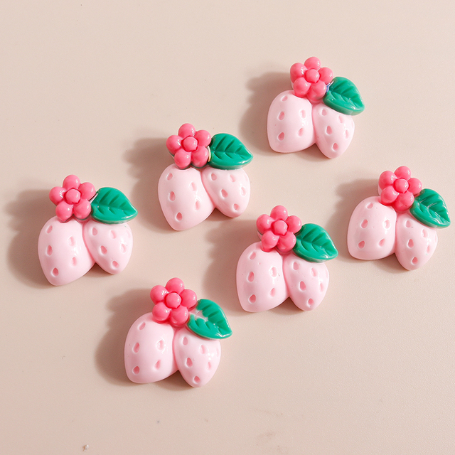 Mix 10 sztuk ślicznych miniaturowych owocowych perełek - wiśnia, ananas, płaskie kaboszony z żywicy - akcesoria do scrapbookingu i biżuterii DIY - Wianko - 32