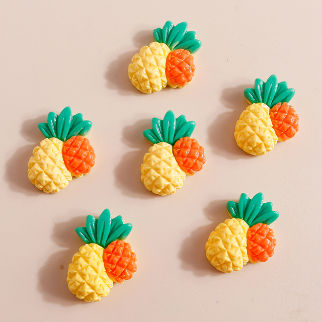 Mix 10 sztuk ślicznych miniaturowych owocowych perełek - wiśnia, ananas, płaskie kaboszony z żywicy - akcesoria do scrapbookingu i biżuterii DIY - Wianko - 30
