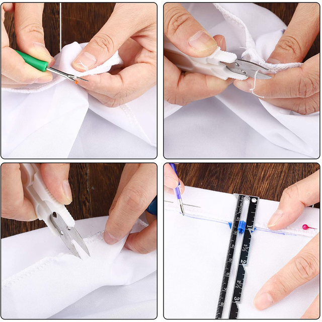 Zestaw 15 narzędzi do szycia: linijka miernicza, ciepło-suchy długopis, proste szpilki, nożyczki, Snips, szew Ripper do własnoręcznego tworzenia rękodzieła z tkanin - Wianko - 4