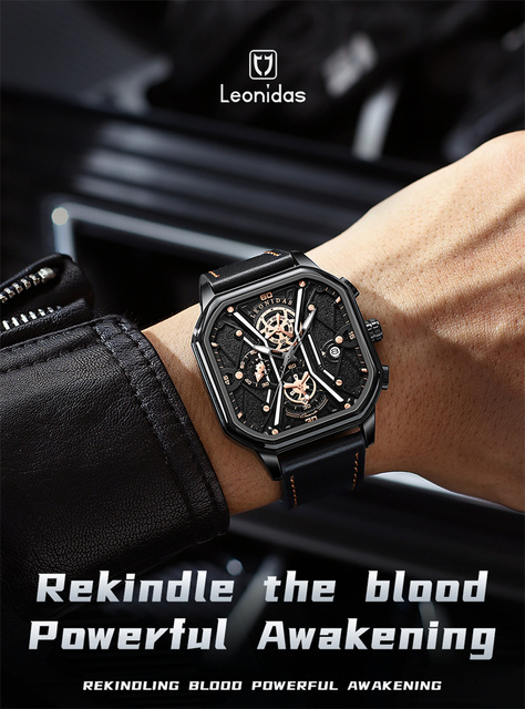 Luksusowy męski zegarek kwarcowy - kwadratowy, wodoodporny, skórzany pasek - Wianko - 6