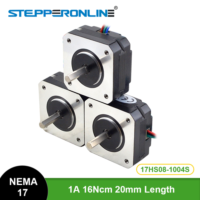 Silnik krokowy Nema 17 STEPPERONLINE 17HS08-1004S - 20mm, 16Ncm, 1A, 4-doprowadzenia, do wytłaczarek CNC, XYZ, 3D drukarek - Wianko - 8