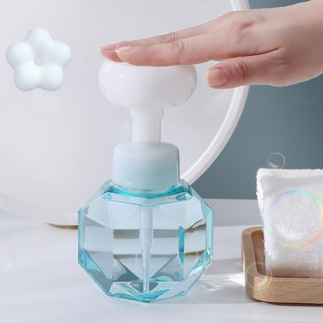 Pompa dozownika mydła wielokrotnego napełniania: kształt kwiatu, pusta butelka, pompa piankowa, 300ml - Wianko - 6