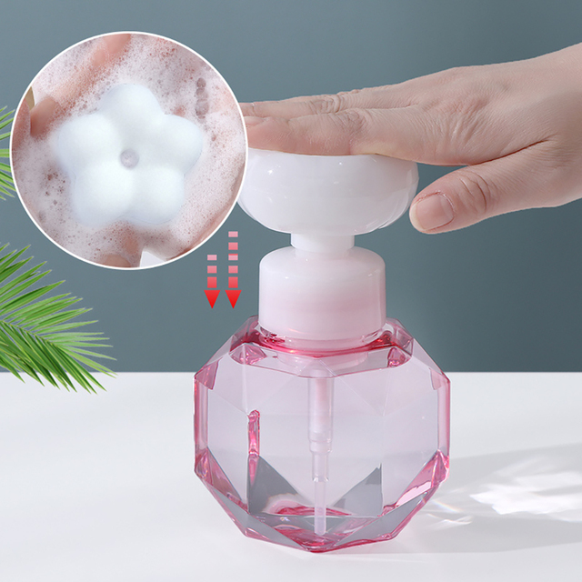 Pompa dozownika mydła wielokrotnego napełniania: kształt kwiatu, pusta butelka, pompa piankowa, 300ml - Wianko - 4