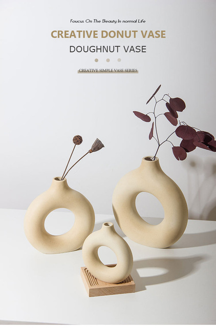 Donica ceramiczna NIFLHEIM Donuts w stylu nordyckim z wazonem - Wianko - 3