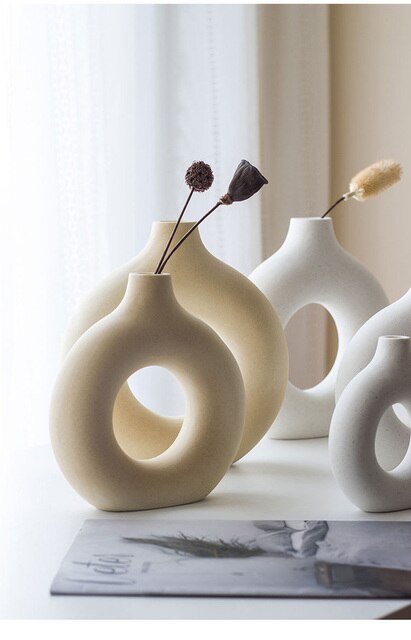 Donica ceramiczna NIFLHEIM Donuts w stylu nordyckim z wazonem - Wianko - 7