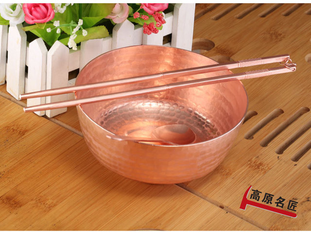 Ręcznie robione stołowe pałeczki i łyżka do ryżu z czystej miedzi - zestaw obiadowy - Wianko - 19