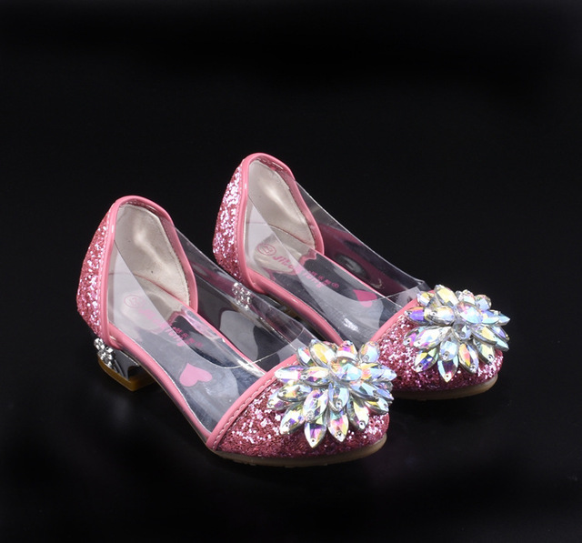 Buty sandały Casual Glitter dla dziewczynki na wysokim obcasie z klejem i kryształkami, różowe i niebieskie - Wianko - 7