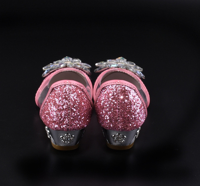 Buty sandały Casual Glitter dla dziewczynki na wysokim obcasie z klejem i kryształkami, różowe i niebieskie - Wianko - 9