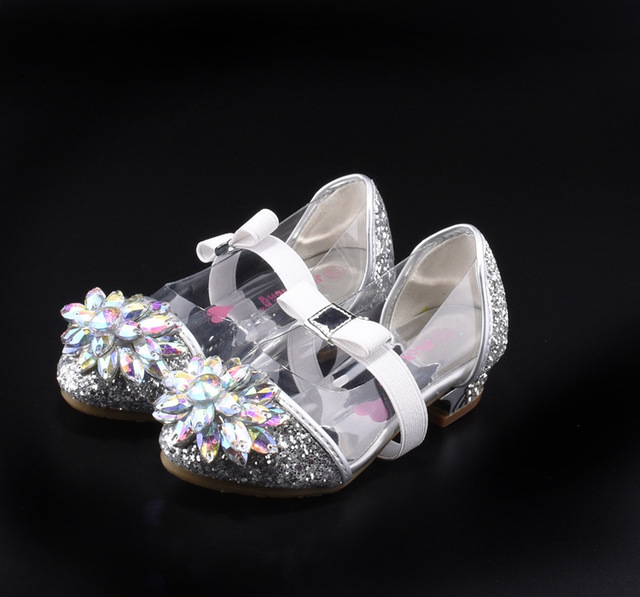 Buty sandały Casual Glitter dla dziewczynki na wysokim obcasie z klejem i kryształkami, różowe i niebieskie - Wianko - 16