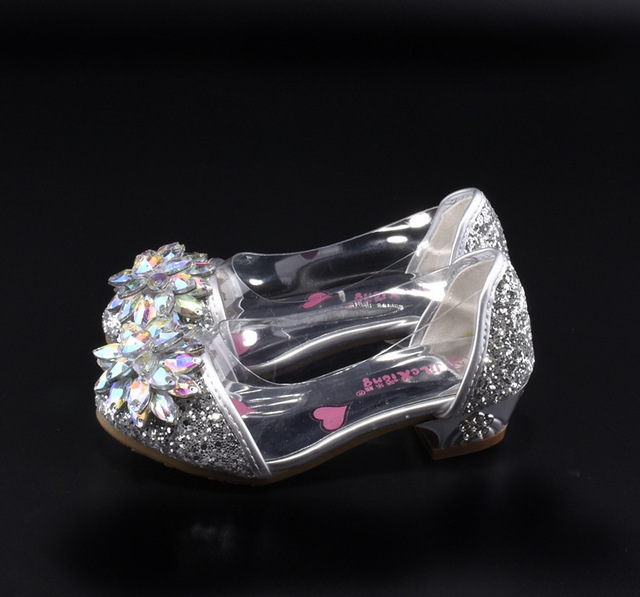 Buty sandały Casual Glitter dla dziewczynki na wysokim obcasie z klejem i kryształkami, różowe i niebieskie - Wianko - 5