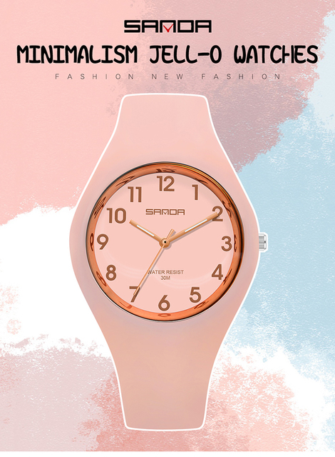 Różowy zegarek damska marka zegarki kwarcowe wodoodporne 30M Relogio Feminino - Wianko - 1