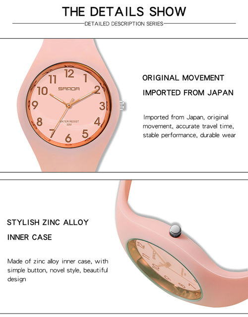Różowy zegarek damska marka zegarki kwarcowe wodoodporne 30M Relogio Feminino - Wianko - 22