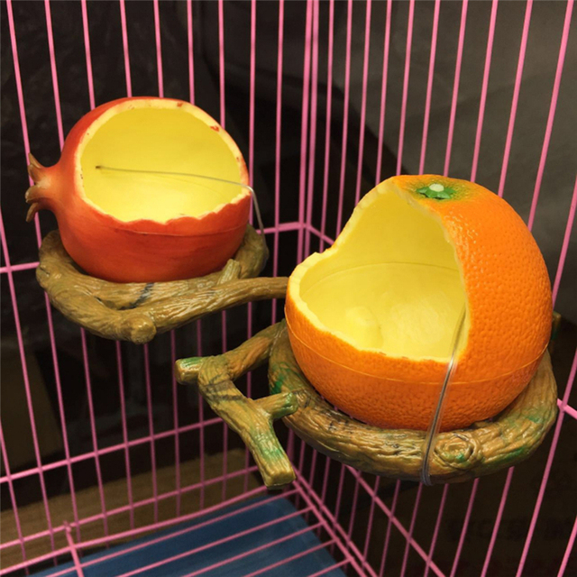 Dozownik pokarmu dla papug w kształcie śmiesznych owoców - pomarańczowy granat - Wianko - 1