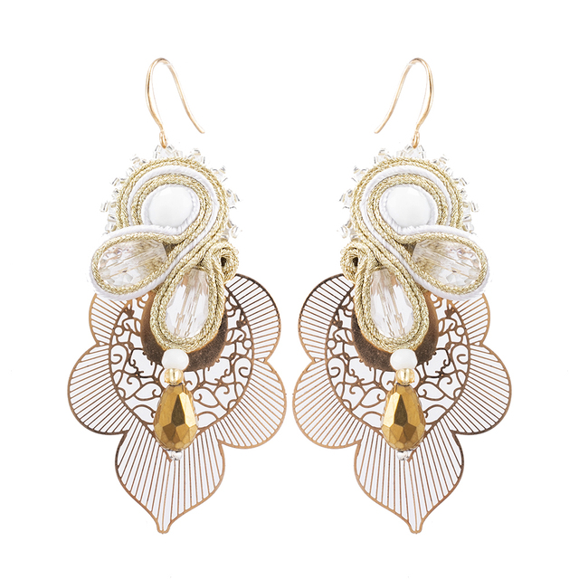 Eleganckie kolczyki wiszące z kwiatowym wzorem dla kobiet - stylowa biżuteria ślubna - Wianko - 8