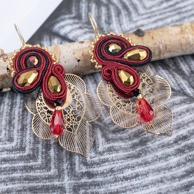 Eleganckie kolczyki wiszące z kwiatowym wzorem dla kobiet - stylowa biżuteria ślubna - Wianko - 5