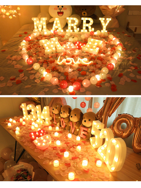 Świecące LED litery alfabetu 26 sztuk + cyfry, lampki nocne, dekoracyjne światła weselne i urodzinowe - Wianko - 22