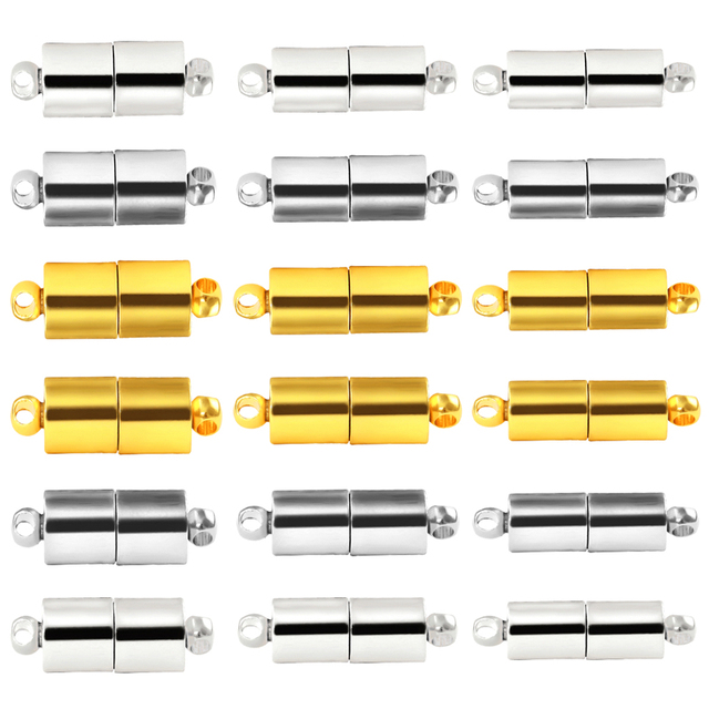 Zestaw 2 złotych i srebrnych magnetycznych zapięć do skórzanych bransoletek z 5/6/7mm złączem - Wianko - 9