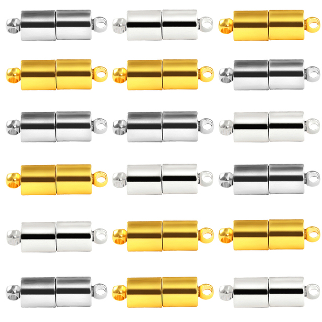 Zestaw 2 złotych i srebrnych magnetycznych zapięć do skórzanych bransoletek z 5/6/7mm złączem - Wianko - 7