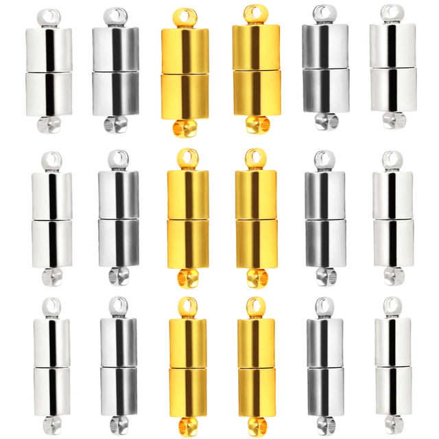 Zestaw 2 złotych i srebrnych magnetycznych zapięć do skórzanych bransoletek z 5/6/7mm złączem - Wianko - 10