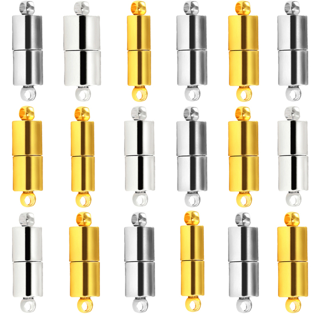 Zestaw 2 złotych i srebrnych magnetycznych zapięć do skórzanych bransoletek z 5/6/7mm złączem - Wianko - 8