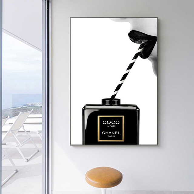 Obraz na płótnie czarne perfumy - plakaty ścienne z nadrukami do salonu, modna sztuka i dekoracja w stylu retro (bez ramki) - Wianko - 5