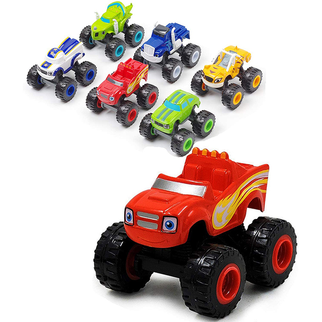 Zestaw 6 sztuk samochodów zabawkowych Blaze Diecast Crusher Truck Model postaci Blazer Machines dla chłopców - świąteczne prezenty urodzinowe - Wianko - 6