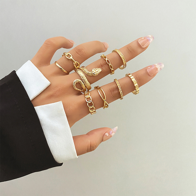 Pierścień z węża punk metalowego w minimalistycznym stylu w kształcie pierścienia ze złota biżuteria dla kobiet - Wianko - 4