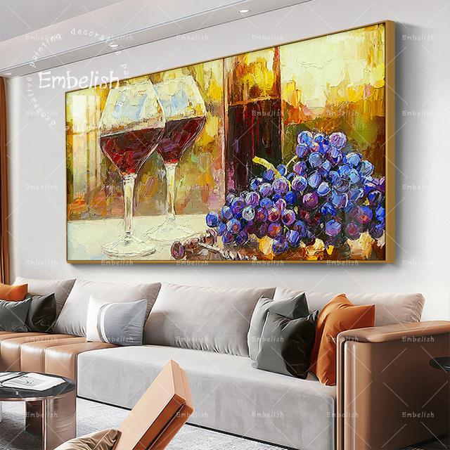 Obraz na płótnie Embelish Vintage z czerwonym winem i winogronami do nowoczesnych dekoracji kuchennych - Wianko - 5