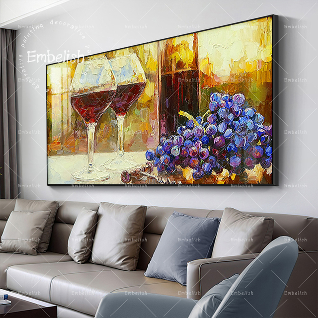 Obraz na płótnie Embelish Vintage z czerwonym winem i winogronami do nowoczesnych dekoracji kuchennych - Wianko - 6
