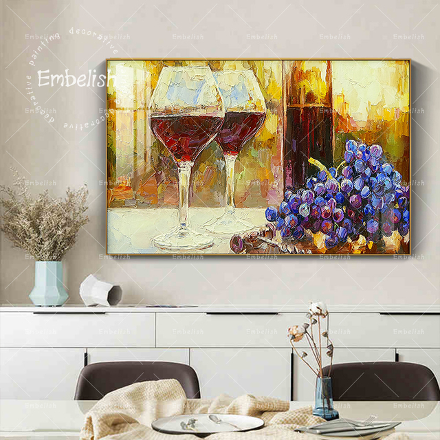 Obraz na płótnie Embelish Vintage z czerwonym winem i winogronami do nowoczesnych dekoracji kuchennych - Wianko - 2