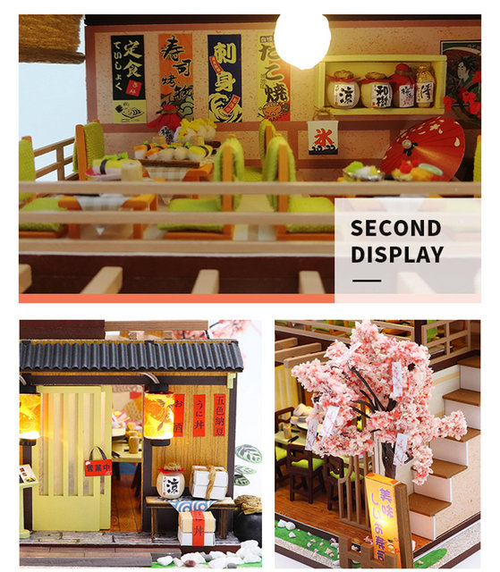 Ręcznie zbudowane domy Sushi - Styl japoński - Prezenty świąteczne i na rocznicę - DIY zabawki - Dekoracje ciepłe - W zestawie osłona przeciwpyłowa - Wianko - 5