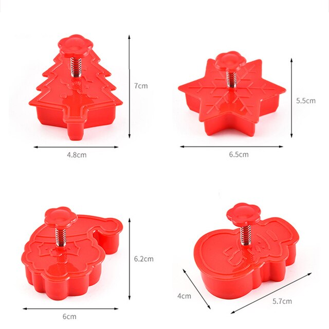 Zestaw 4 plastikowych foremek świątecznych do pieczenia herbatników: Snowman, Snowflake, choinka, wzór ze świętym Mikołajem - Wianko - 25