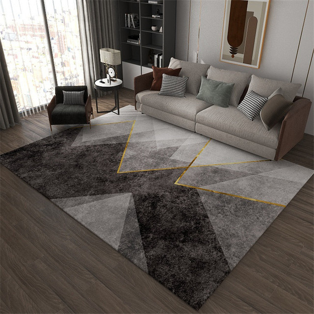 Nowoczesny geometryczny dywan nordycki do salonu – biało-czarno-szary, matowy, 200x300 cm - Wianko - 1