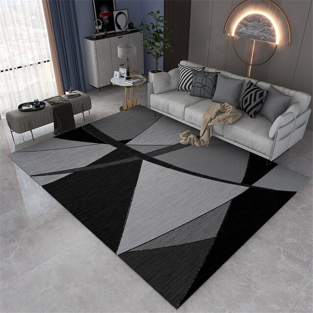 Nowoczesny geometryczny dywan nordycki do salonu – biało-czarno-szary, matowy, 200x300 cm - Wianko - 3