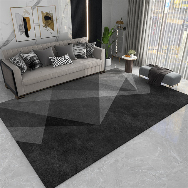 Nowoczesny geometryczny dywan nordycki do salonu – biało-czarno-szary, matowy, 200x300 cm - Wianko - 2