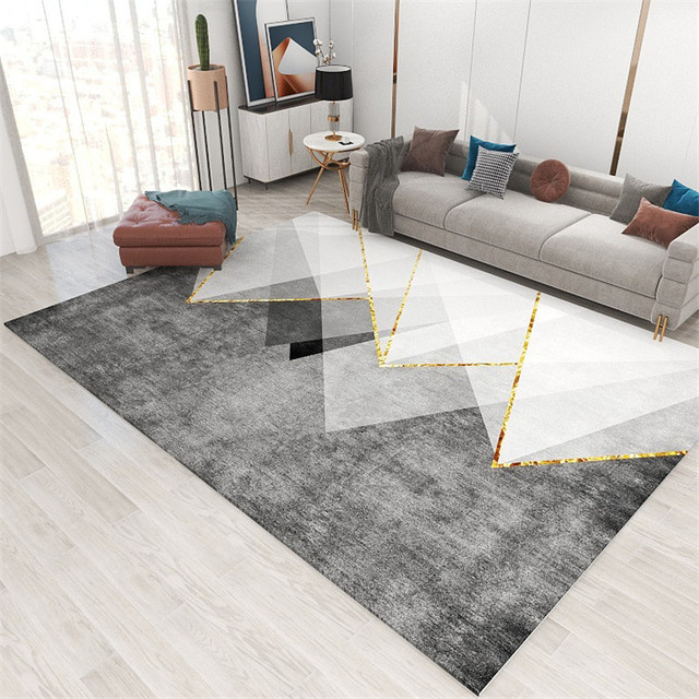 Nowoczesny geometryczny dywan nordycki do salonu – biało-czarno-szary, matowy, 200x300 cm - Wianko - 6