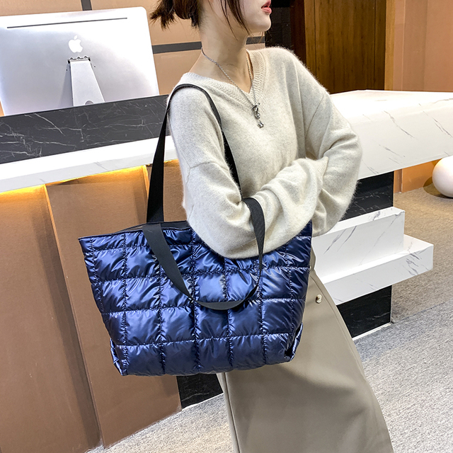 Klasyczna torba na ramię dla kobiet, wykonana z bawełny i nylonu, w jednolitym kolorze Plaid, idealna na wypoczynek i zakupy - Wianko - 16