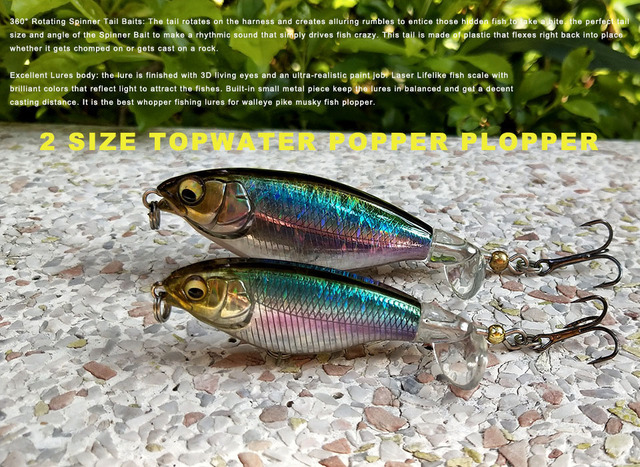 Wędkarska przynęta obracająca ogonem WALK FISH Whopper Plopper 75mm/90mm - 6.2g/11g - spinner-popper - Wianko - 2