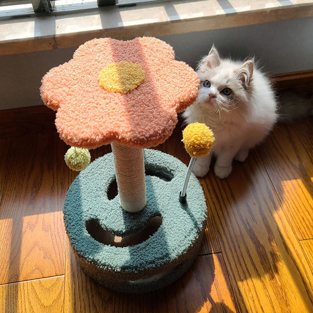 Kot drapak z wieżą i platformą, zabawki do gry, wspinaczka i ochrona mebli – sizalowe drzewo - Wianko - 8
