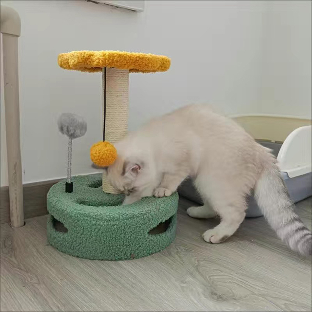 Kot drapak z wieżą i platformą, zabawki do gry, wspinaczka i ochrona mebli – sizalowe drzewo - Wianko - 10