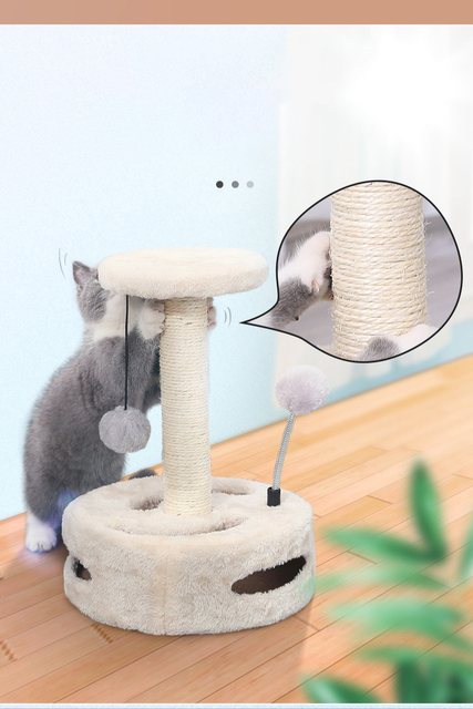 Kot drapak z wieżą i platformą, zabawki do gry, wspinaczka i ochrona mebli – sizalowe drzewo - Wianko - 4