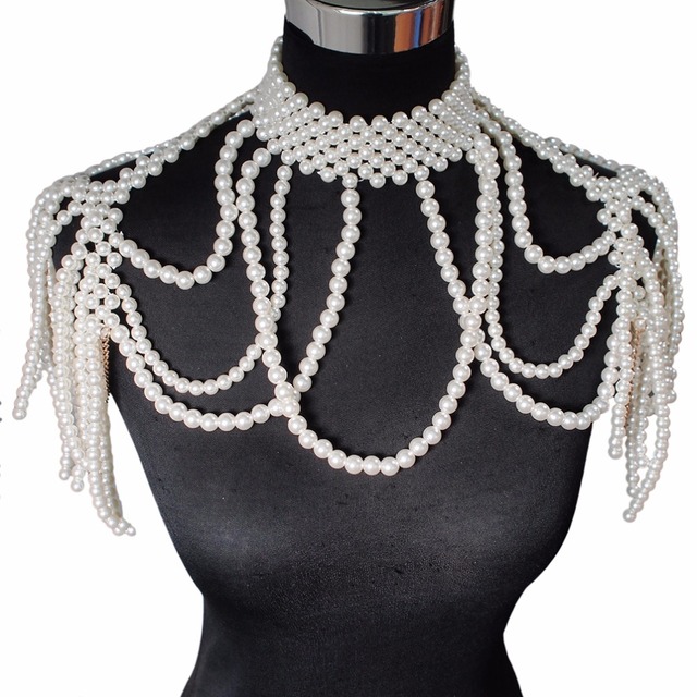 Naszyjnik wielowarstwowy z sztuczną perłą MANILAI na ramię, kreatywna biżuteria do komunikacji ciała - Wianko - 37
