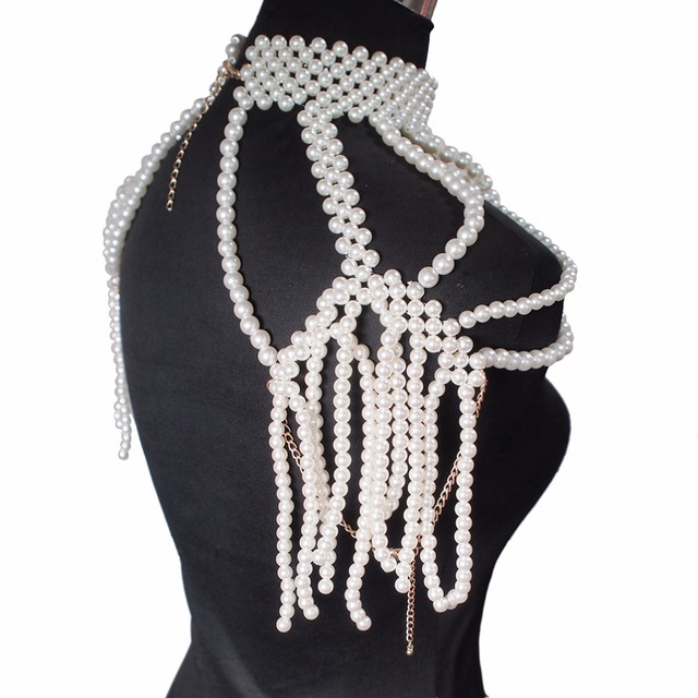 Naszyjnik wielowarstwowy z sztuczną perłą MANILAI na ramię, kreatywna biżuteria do komunikacji ciała - Wianko - 38
