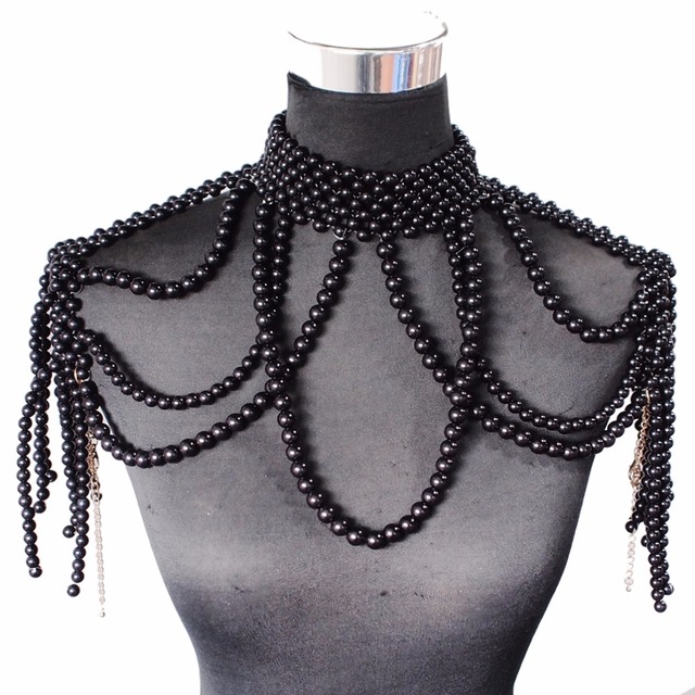 Naszyjnik wielowarstwowy z sztuczną perłą MANILAI na ramię, kreatywna biżuteria do komunikacji ciała - Wianko - 35