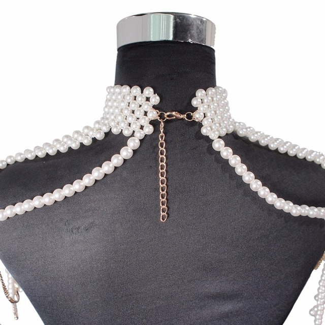 Naszyjnik wielowarstwowy z sztuczną perłą MANILAI na ramię, kreatywna biżuteria do komunikacji ciała - Wianko - 39