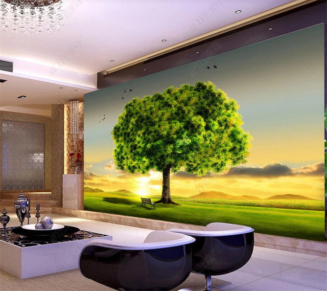 Tapeta 3D naturalna sceneria wielkie drzewo rozmiar HD do dekoracji sypialni - Wianko - 2